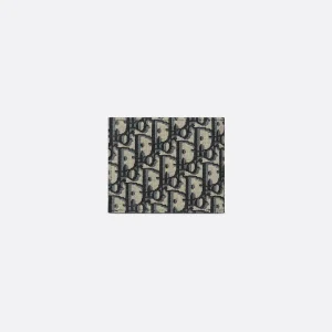 Compact Wallet Beige and Black Oblique Jacquard