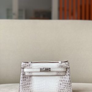 Hermes Himalayan Kelly1 Mini 22 crocodile skin