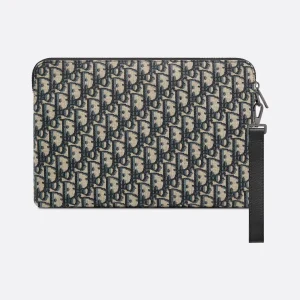 Pouch Beige and black Oblique jacquard