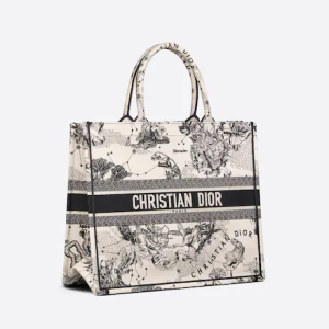 LARGE DIOR BOOK TOTE Latte Toile de Jouy Zodiac Embroidery (42 x 35 x 18.5 cm)