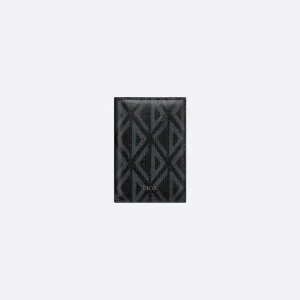 Vertical Bifold Card Holder  Black CD Diamond Canvas