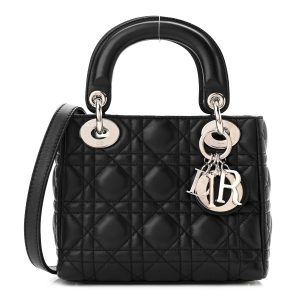 Lambskin Cannage Mini Lady Dior Black（6.5 x 6 x 3 in）